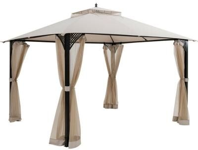 Costway 12’ x 10’Outdoor Double Top Patio Gazebo-Beige