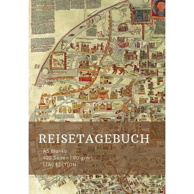 Reisetagebuch zum Selberschreiben - A5 blanko - 100 Seiten 90g/m² - Soft Cover - Motiv Ebstorfer Weltkarte - Papier, Taschenbuch von Reisetagebuch