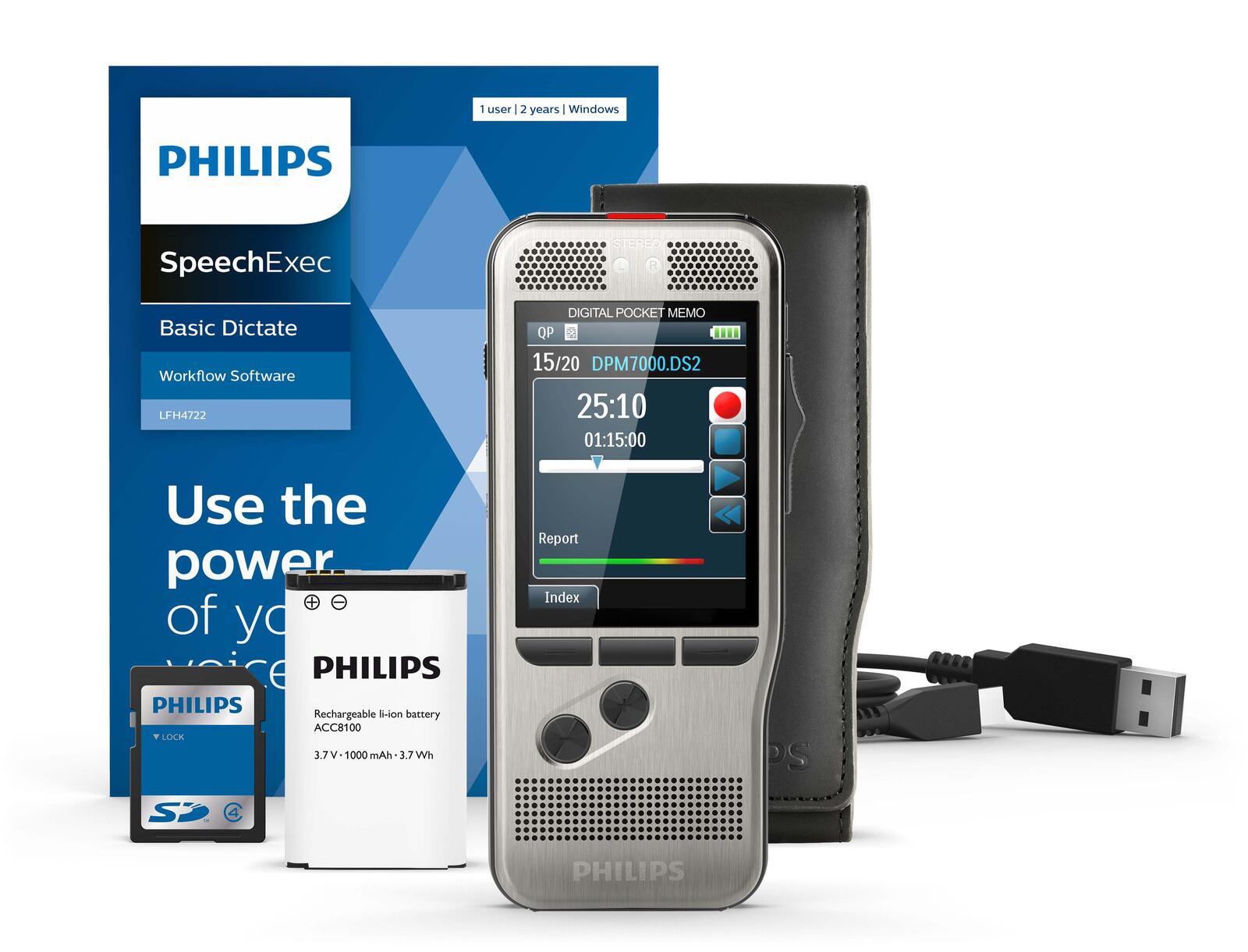 PHILIPS PocketMemo DPM7200 digitales Diktiergerät 4 GB DPM7200/02