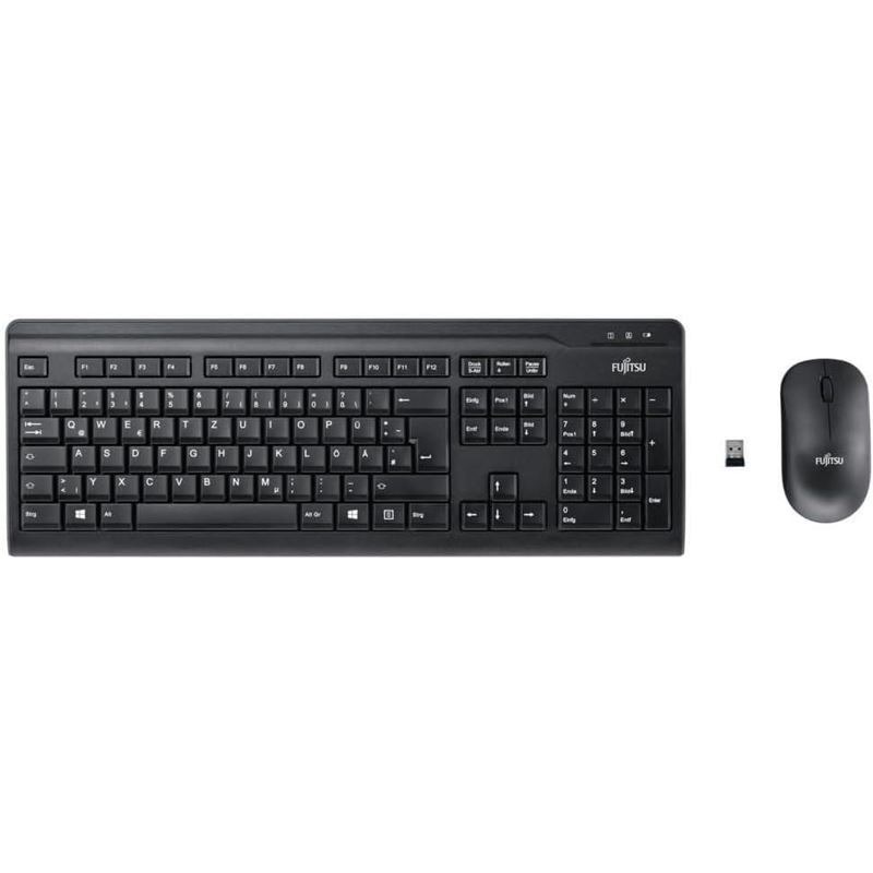 Fujitsu Wireless keyboard & mouse set LX410 US black optical RF Mouse 1.600dpi 2.4GHz frequency micro receiver 2xAA batteries