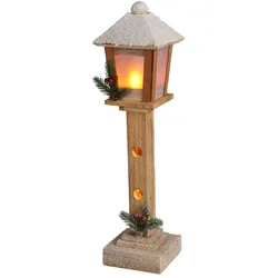 WellHome - Weihnachtsdeko Holzlaterne mit 21 warmen LED-Lichtern mit Timer 12x12x52cm