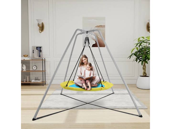 Support de balançoire robuste en métal en forme de A pour balançoire à plateau, 220x220x200cm, charge maximale 440lbs, pour usage intérieur, extérieur, jardin et aire de jeux, support inclus,