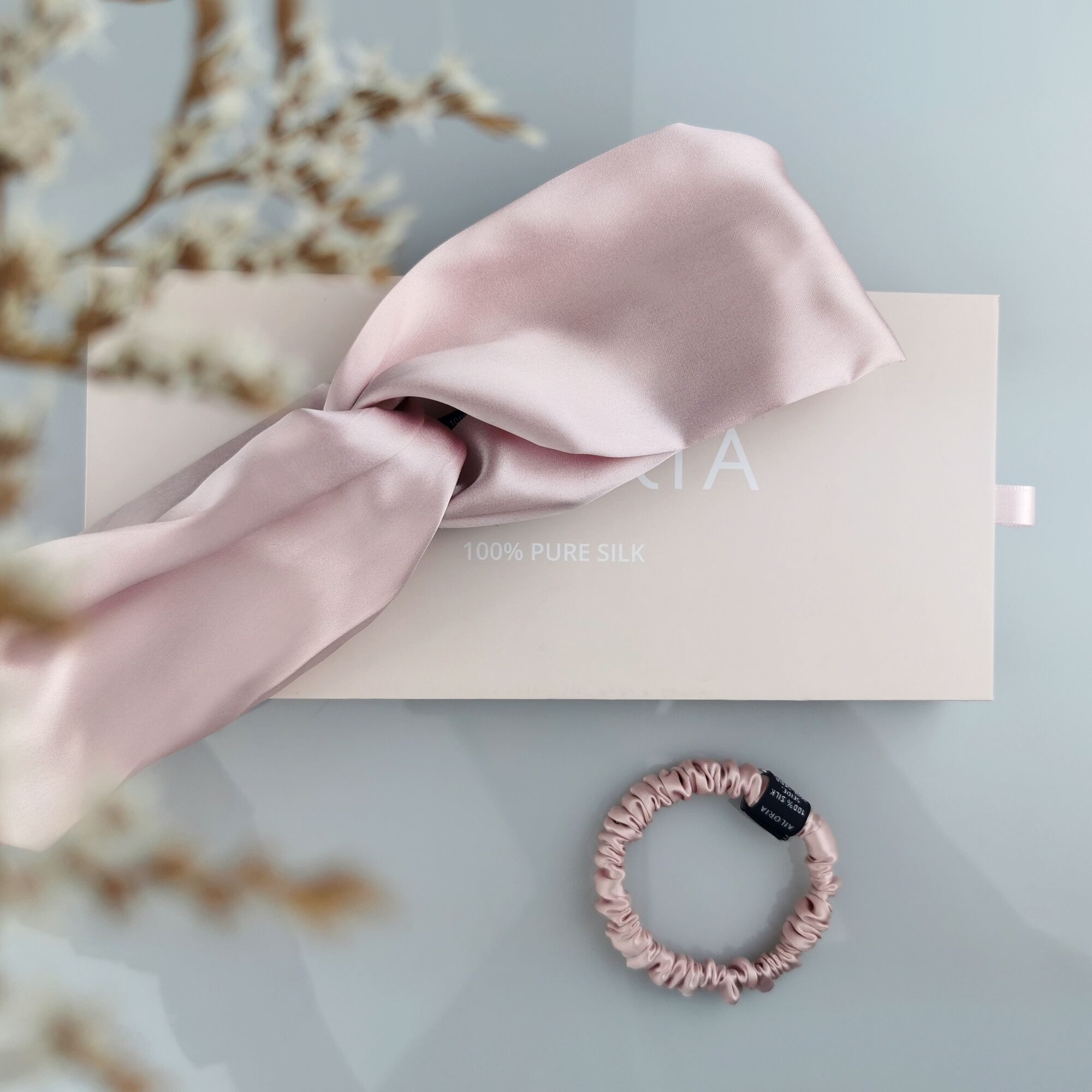 Diadem AILORIA "Set Headband und Scrunchie S aus Seide SOYEUX & DOUX", Damen, pink, Modetücher Diadem