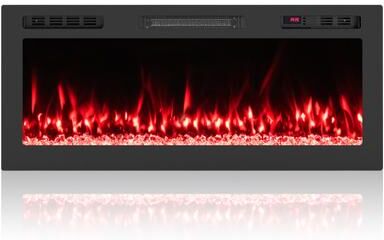 Costway Smart WiFi Electric Fireplace Wall Mounted & Recessed 750W/1500W Heater-42 Inch
