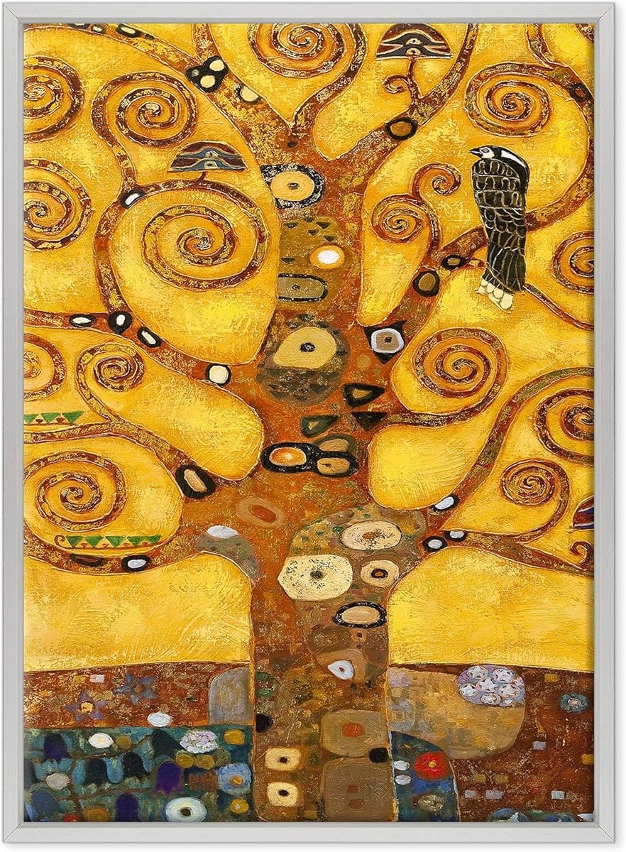 Canvas Afbeelding Ingelijst met Levensboom Design - Wit - 50 x 70 cm