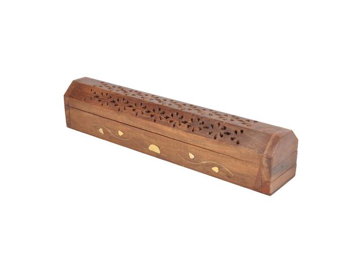 Räucherstäbchenhalter aus Holz, Räucherstäbchen Brenner mit Deckel, 30 x 5,5 cm