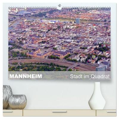 Mannheim - Stadt im Quadrat (hochwertiger Premium Wandkalender 2027 DIN A2 quer), Kunstdruck in Hochglanz