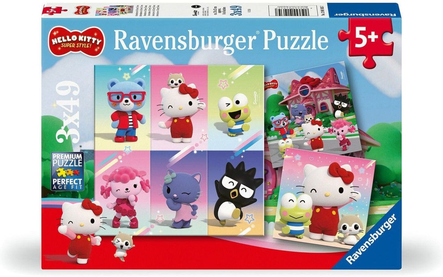 Ravensburger 3 x 49 Piece Jigsaw Puzzle Set Hello Kitty Super Style Collection With Fashion Themed Scenes for Kids