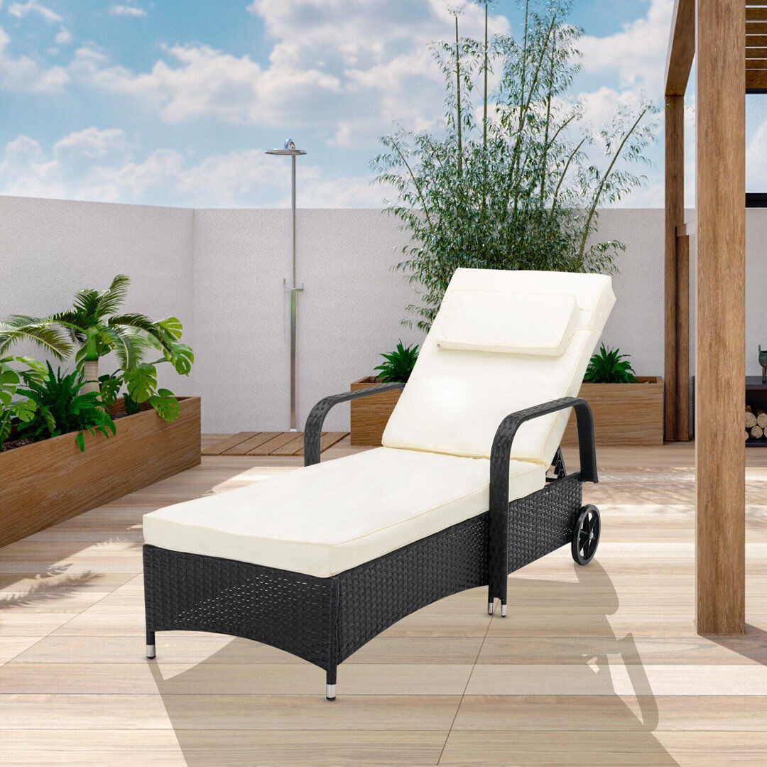 ClassicLiving Corinth Reclining Sun Lounger with Cushion Black 103cm H X 75cm W X 196cm L