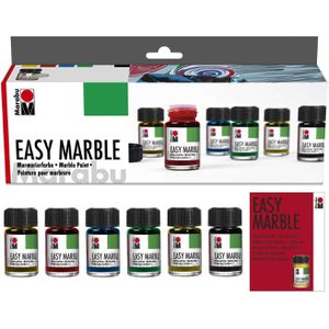 Marabu Marmorierfarbe Easy Marble Starter-Set, Grundfarben, 6 Farben je 15ml