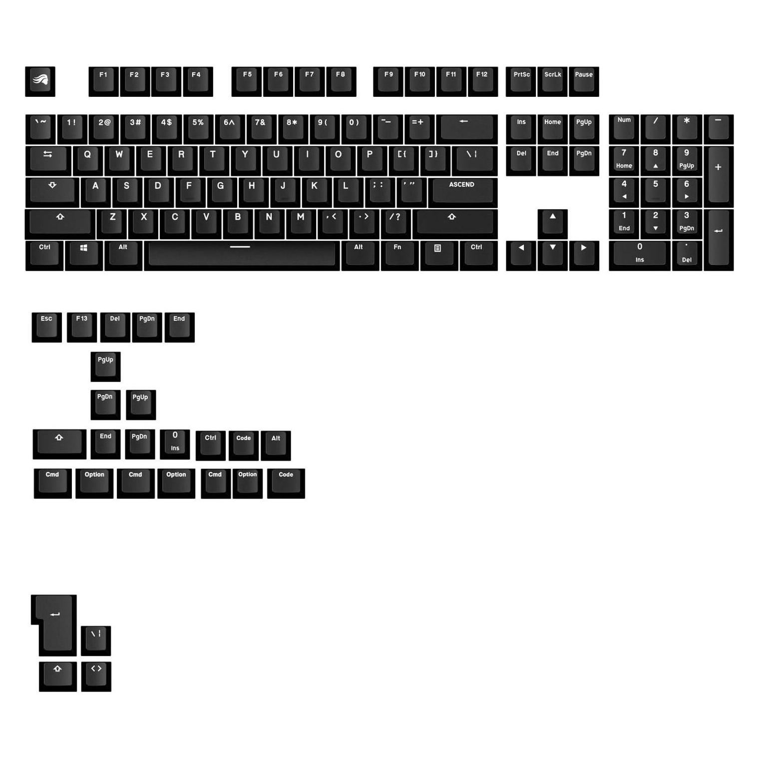 Glorious GPBT Basics Keycaps, ANSI Layout (US), PBT, Dye-Sub - Classic Black (GLO-KB-ACC-KC-GPBT-BA-CBLK-US)