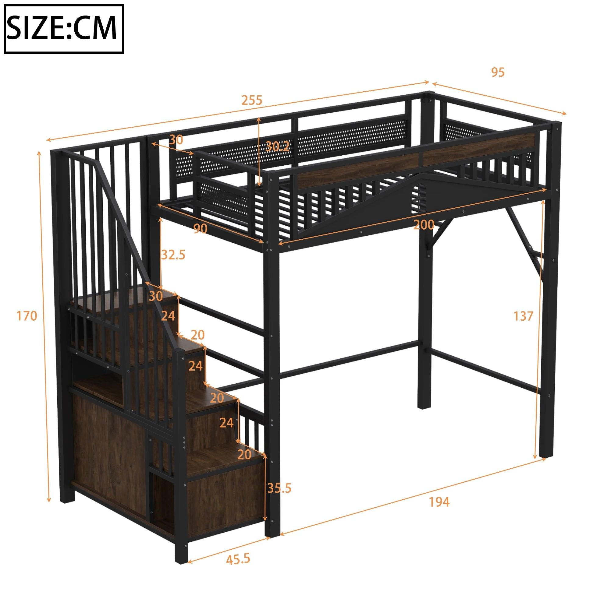 Etagenbett - Kinderbett - Stockbett - Einzelbett - Hochbett - 90x200 cm - Aus massivem Kiefernholz