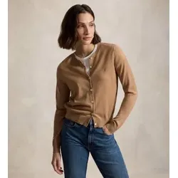 Polo Ralph Lauren für Damen. 211A99832004 Cardigan aus Wolle mit Rundhalsausschnitt beige (L), Braun, Lässig