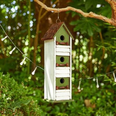 "Glitzhome 18""H Cottage with Shutter Texture Outdoor Garden Birdhouse - 6.25''L X 4.75''W X 18''H"