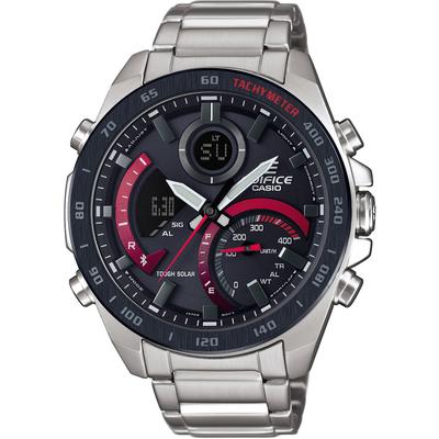 Smartwatch CASIO EDIFICE "ECB-900DB", silber (silberfarben, schwarz, silberfarben), Smartwatches, Herren, Smartwatch, Solaruhr, Armbanduhr, Herrenuhr, Android, iOS, Edelstahlarmband