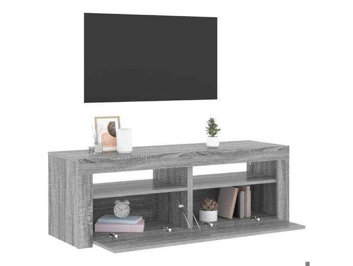 NEW Gris Meuble télé - - Meuble TV avec lumières LED sonoma gris 120x35x40 cm - design moderne(1parcel)8826944