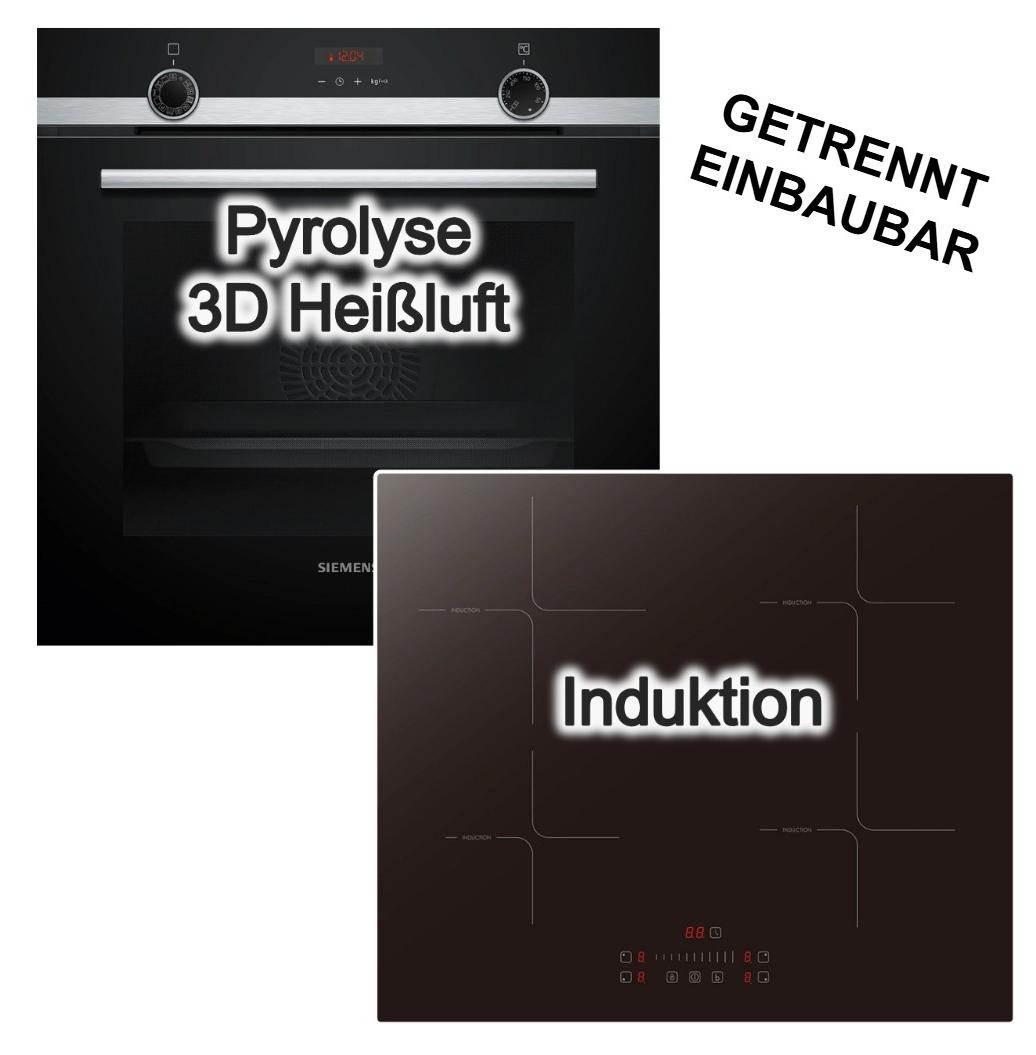HERDSET Siemens Backofen Dampfunterstützung activeClean Pyrolyse Teleskopauszug + PKM Induktionskochfeld Boost TouchSlider 60cm
