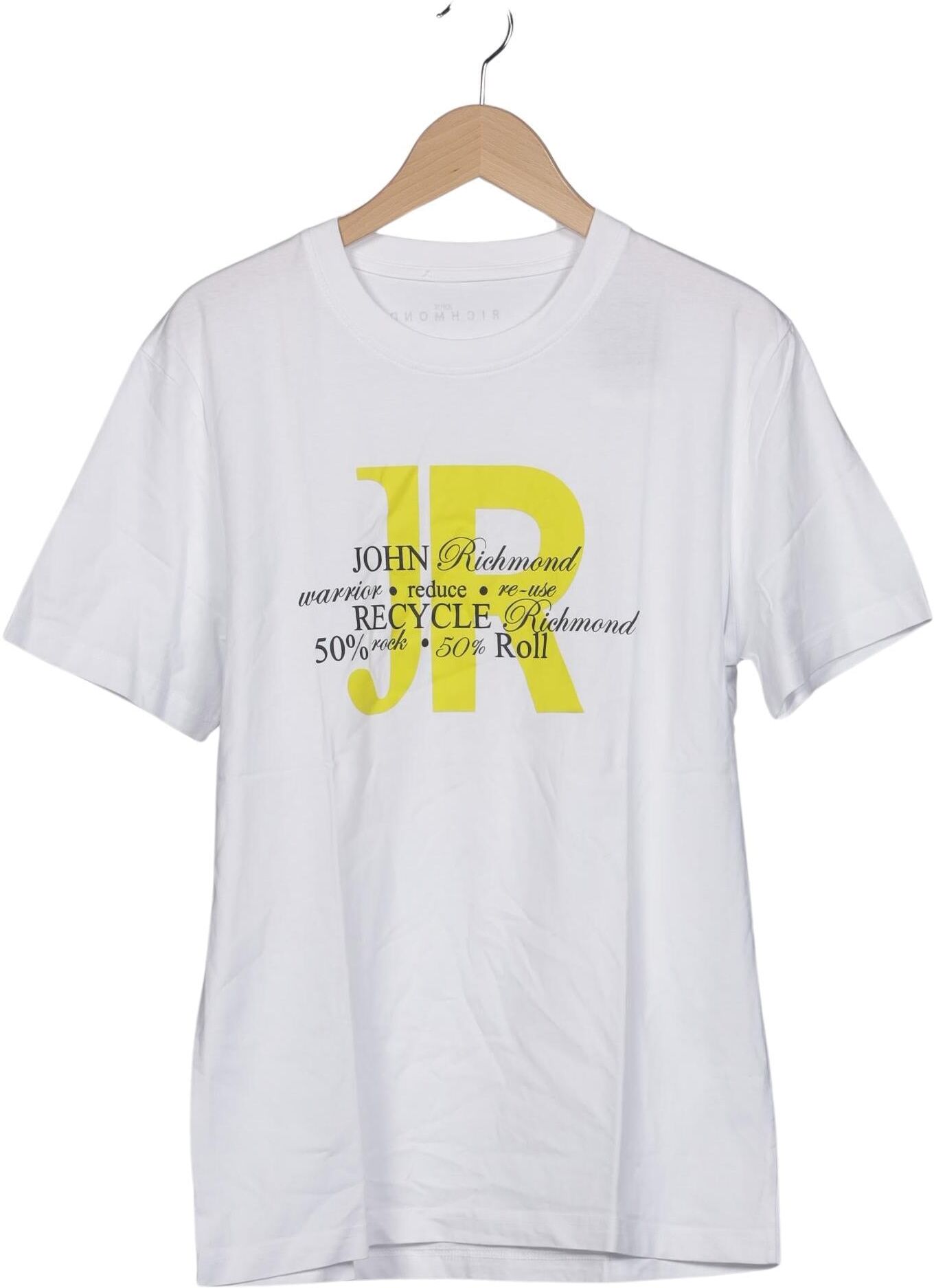 John Richmond Herren T-Shirt, Weiß, Gr. L, kein / Etikett - Second Hand