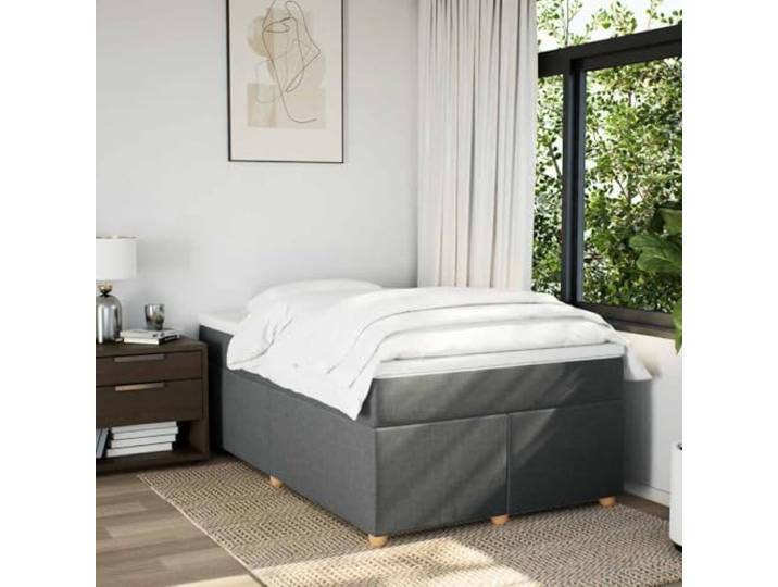 KTHLBRH Taschenfederkernbett, 120 x 190 cm, Dunkelgrau Matratze mit waschbarem Bezug, Lattenrost inklusive, stabile Unterstützung