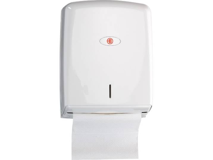 Distributeur essuie-mains manuel blanc Bruneau - Distributeurs essuie-mains enchevêtrés - Bruneau