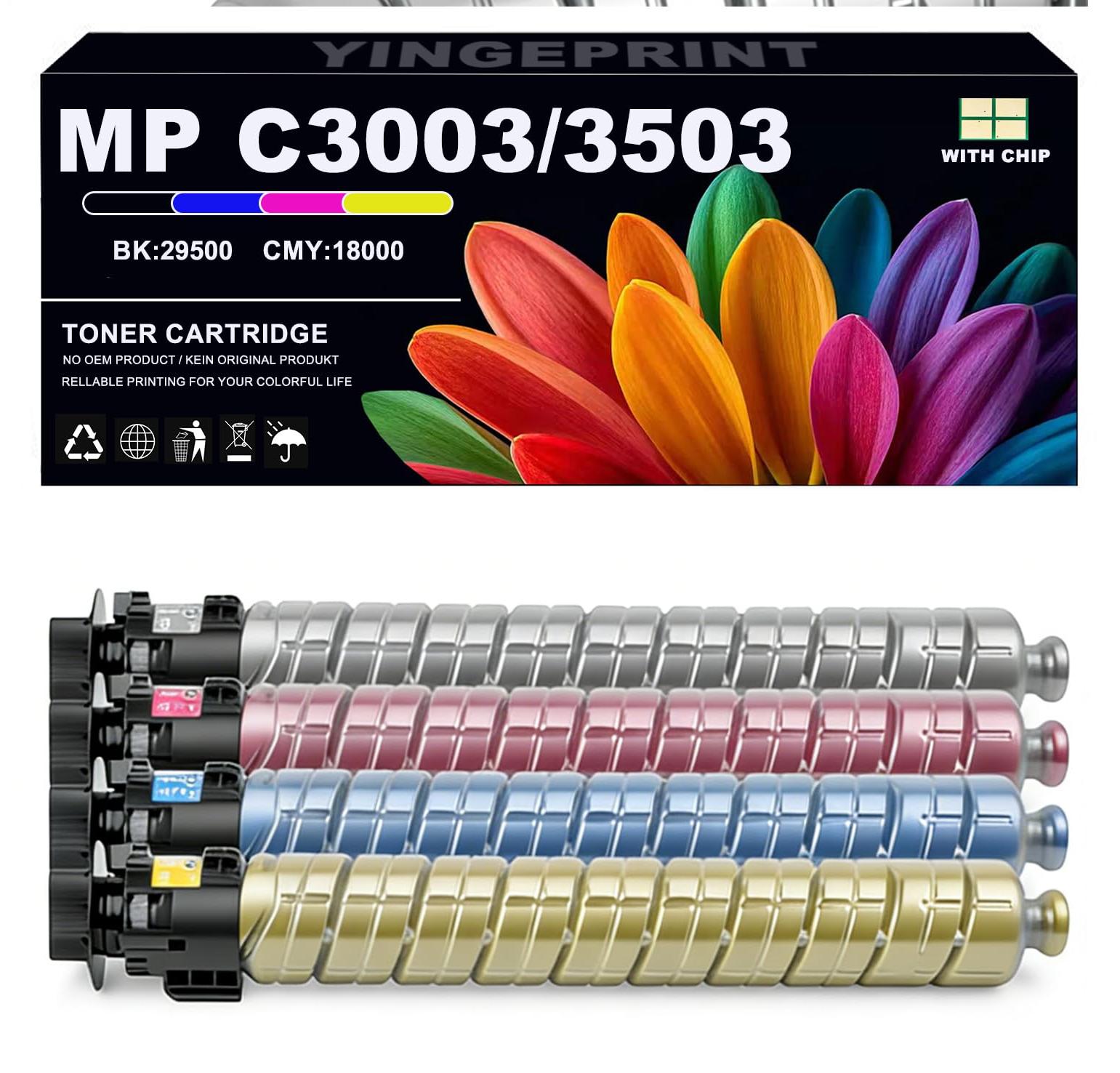 Tonerkartuschen 4er-Pack für Ricoh MP C3003SP, C3503SP, C3004SP, C3504SP