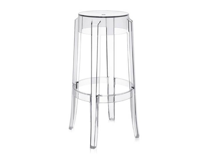 Kartell Sitzhocker Charles Ghost transparent, Designer Philippe Starck, 75 cm