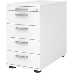 bümö Schreibtisch Schrank abschließbar, Schubladenschrank Holz in weiß, Container mit Schubladen - Schubladen Schrank Büro, Schreibtisch Container