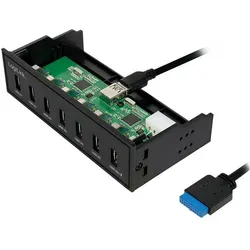 LogiLink UA0342 (USB-A, 7 Ports), Dockingstation + USB Hub, Schwarz