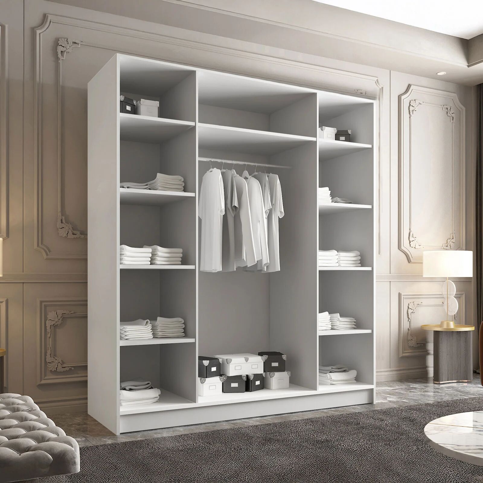 garneroarredamenti Armadio 200x215h cm 4 ante bianco lucido nero Glammy 4