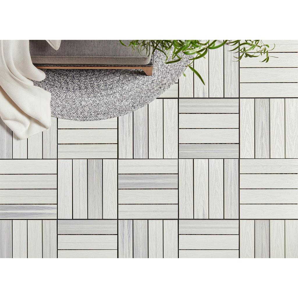 Ambia Garden Terrassenfliese , Weiss , Kunststoff, Holzwerkstoff , 30x2.4x30 cm , SGS-geprüft , formstabil, witterungsbeständig, UV-beständig, lichtunempfindlich , Gartenzubehör, Terrassenfliesen
