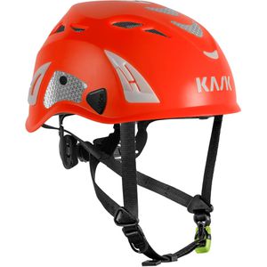 KASK Schutzhelm Superplasma PL HI VIZ, EN 12492, mit 4-Punkt-System & Kinnriemen, Größe 51-62, rot