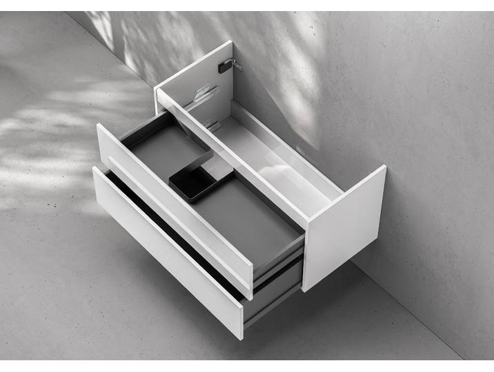 Unterschrank Intarbad Deluxe als Zubehör für Waschtisch Vigour White 80 cm mit Ablage rechts grifflos