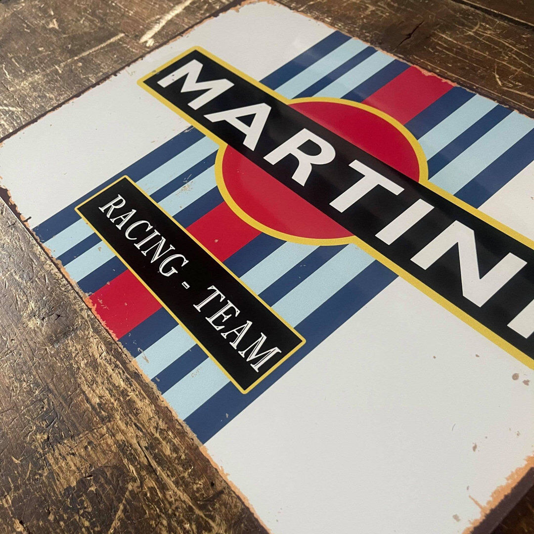 East Urban Home Ite Martini Racing Team - Metal Advertising Wall Sign White/Red/Black 40cm H X 60cm W