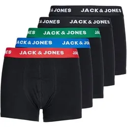 JACK AND JONES JACK&JONES Jungen Boxershorts, 5er Pack - JACHUEY TRUNKS, Baumwoll-Stretch, Logobund, Größe 164 in Schwarz Schwarz
