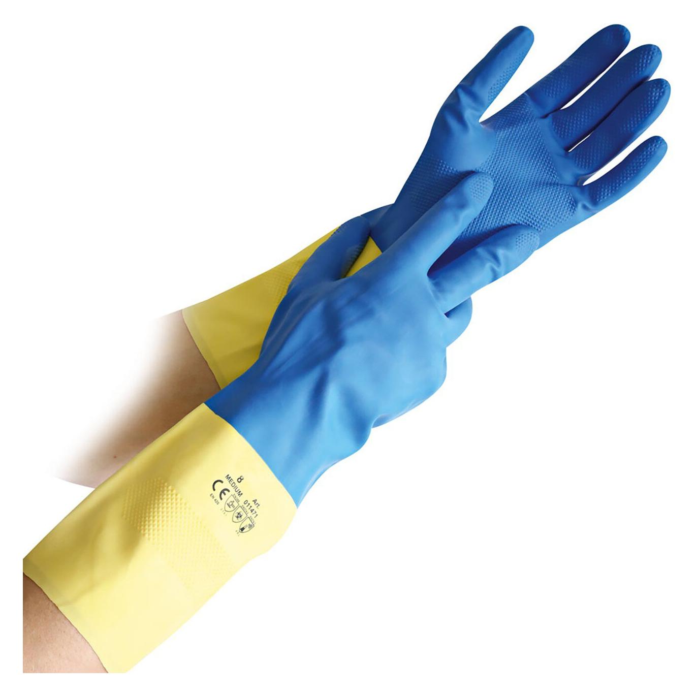 franz mensch Hygostar Handschuh DUALPRENE blau/gelb, Latex-Neoprene, size XL (XL) (25013)