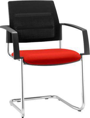 Schäfer Shop Select Freischwinger SSI Proline Visit S2, ergonomisch, Armlehnen, stapelbar bis 4 Stück, B 480 x T 480 x H 480 mm, rot/schwarz