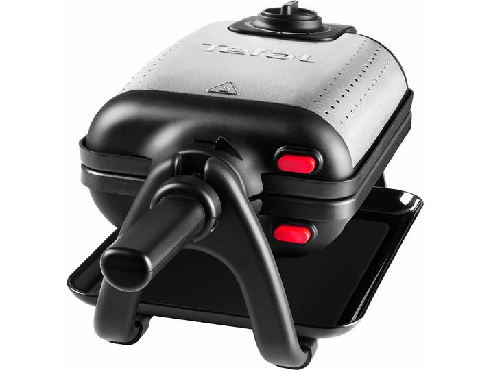 TEFAL Waffeleisen WM756D Kingsize , schwarz (edelstahlfarben, schwarz), B:25cm H:25cm T:41,5cm, Waffeleisen, für 2 belgische Waffeln, mit Dreh-Funktion, antihaftbeschichtet, Waffeleisen