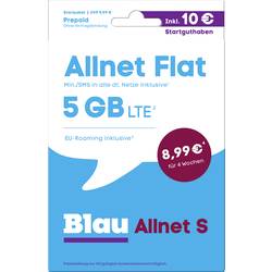 Blau.de Allnet S Startpaket Prepaid-Karte ohne Vertragsbindung 4610-100111-00