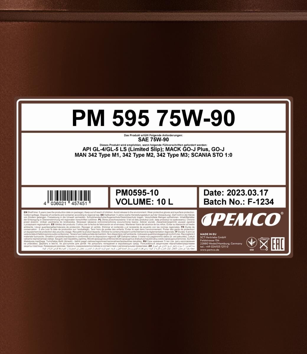 PEMCO PM0595-10 Manual gearbox oil