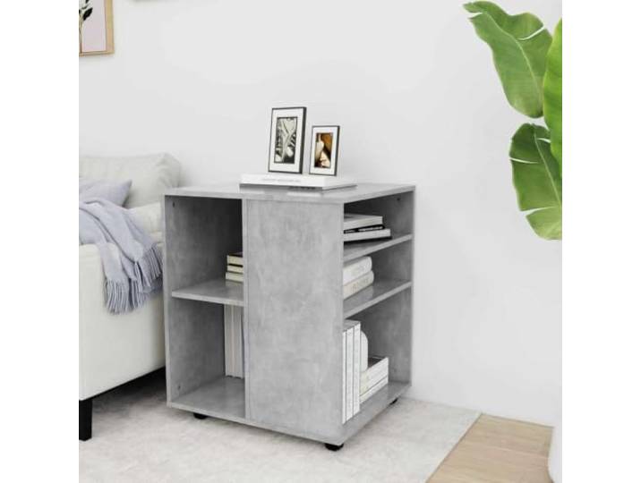GPWERSDF Rollschrank Betongrau 60x53x72 cm Holzwerkstoff mit Rollen Holzwerkstoff, 4 Rollen mit 2 Feststellrollen, rechteckige Oberplatte, leicht zu reinigen, modernes Design