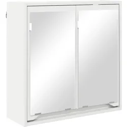 Helloshop26 - Moderner wandmontierter Badezimmerspiegelschrank 60 x 20 x 60 cm praktischer Stauraum zeitgemäßes Design weißes Holz