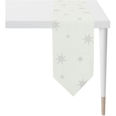 Tischband APELT "5842", bunt (silberfarben, weiß), B:21cm L:175cm, Polyacryl, Polyester, Viskose, Tischdecken