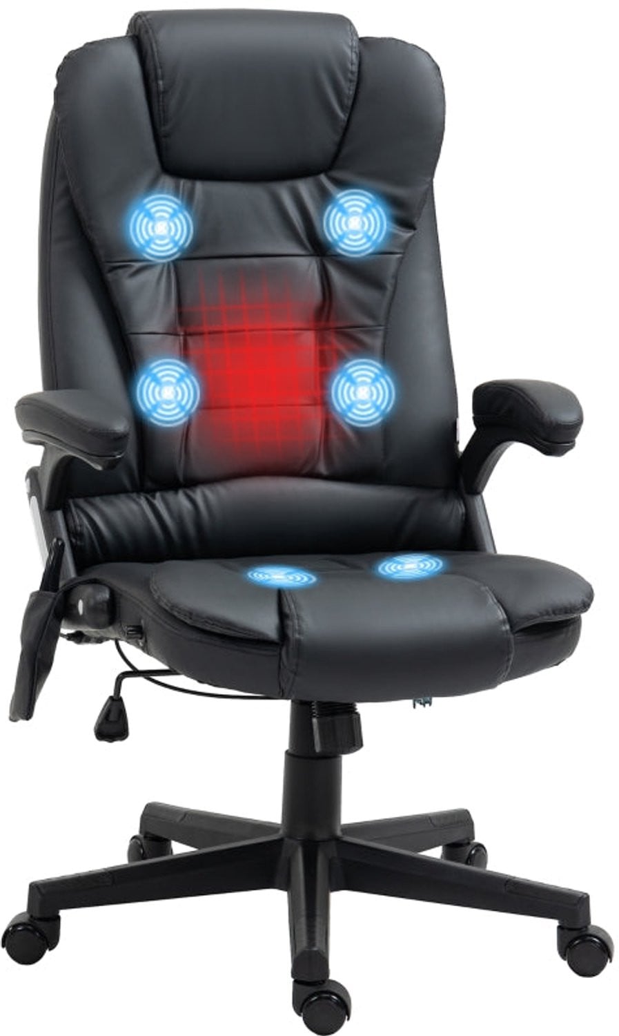 Merax Massage Bureaustoel - Ergonomische Directiestoel met Hoge Rugleuning - Kunstleer - Zwart