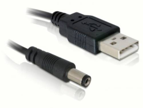 Delock USB-Stromkabel USB-A Stecker, DC Stecker 5,5mm 1.00m Schwarz 82197