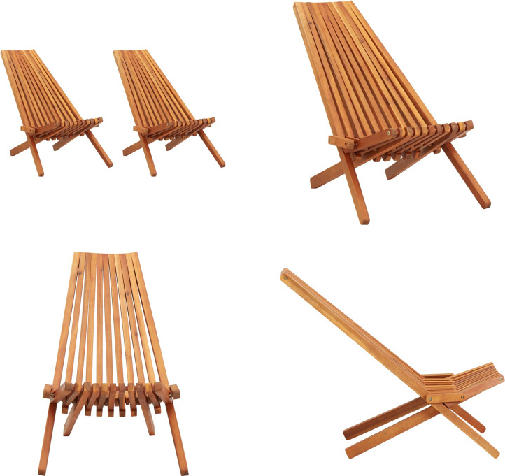 vidaXL Garten Liegestühle 2 Stk. Massivholz Akazie - Gartenstuhl - Gartenstühle - Campingstuhl - Campingstühle