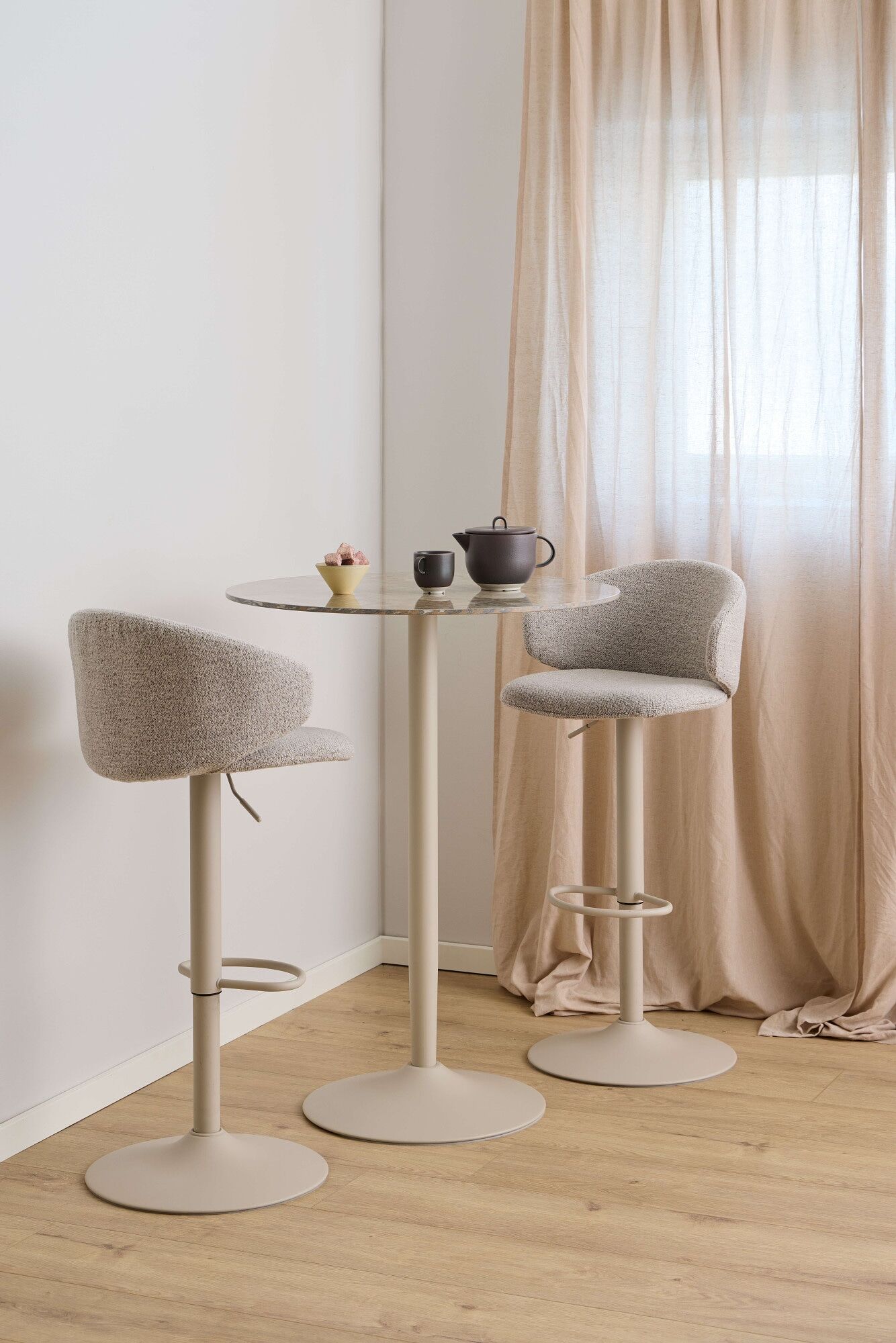 Bartisch ACTONA GROUP "Stehtisch", beige (braun, grau, braun), B:80cm H:105cm T:80cm, Tische, Bartisch, Tisch braun, polierte Keramiktischplatte braun, grau, braun B/H/T: 80cm x 105cm x 80cm