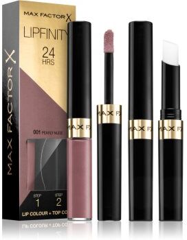 Max Factor Lipfinity Lip Colour batom duradouro com bálsamo tom 001 Pearly Nude 4.2 g. Lipfinity Lip Colour
