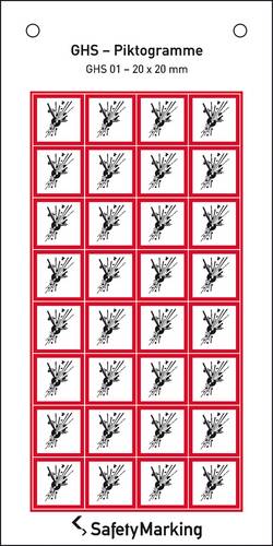 SafetyMarking 30.B1009 GHS-Gefahrenpiktogramm 01 explodierende Bombe Folie selbstklebend (B x H) 20mm x 20mm 32St.