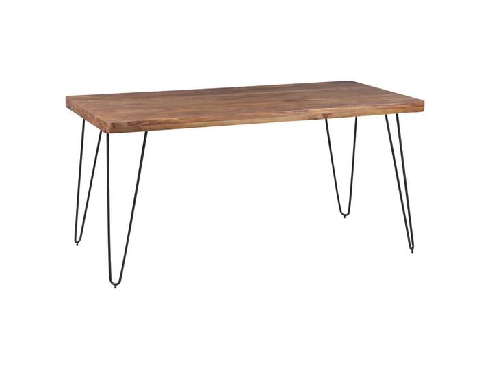 Mid.you Esstisch, Sheeshamfarben, Holz, Sheesham, massiv, rechteckig, Haarnadel, 80x76x160 cm, Holzmöbel, Holztische, Esstische Holz, Massivholztische