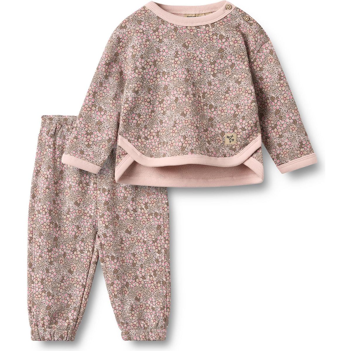 Wheat Set Sweatshirt & Trousers Emery rose brown flowers (9899) 68 6431-624-GOTS-9899-68/6m